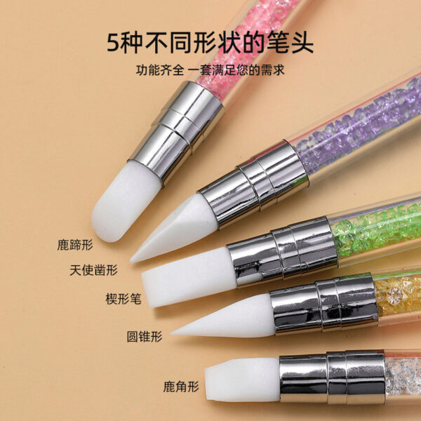 Wholesale Double-headed nail silicone pen sticker pressing stick multifunctional magic mirror powder smear carved glue nail tools