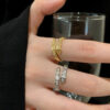 Wholesale Sparkling Diamond Snake-Shaped Ring for Women Ins Accessible Luxury Niche Silver Open Ring Texture Simple and Versatile Trendy and Cool