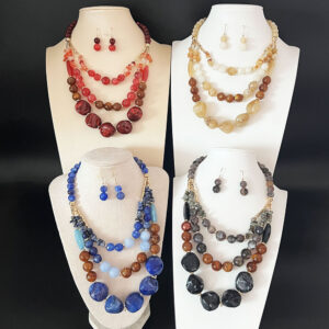 Wholesale Handmade acrylic clavicle chain, imitation natural stone earrings, necklace set