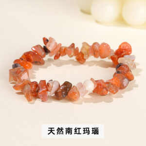 Natural South Red Agate Gravel Bracelet / 5-8mm