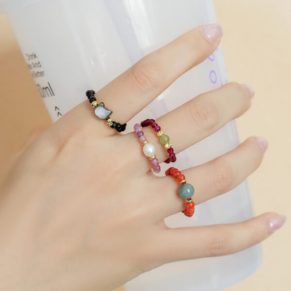oly-a138b4060dc0caf7e2f7a1c961816f36 Wholesale Natural Tourmaline Pixiu Ring Guide Red Jade Agate Pearl Garnet Amethyst Niche Ring Stall