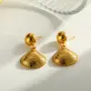 oly-a14161f18fbe7d3de1c517c9b56e6b23 Wholesale Round Three-dimensional Stud Earrings In 304 Stainless Steel With 18K Real Gold PVD Coated Plating And 0.03µm Thickness