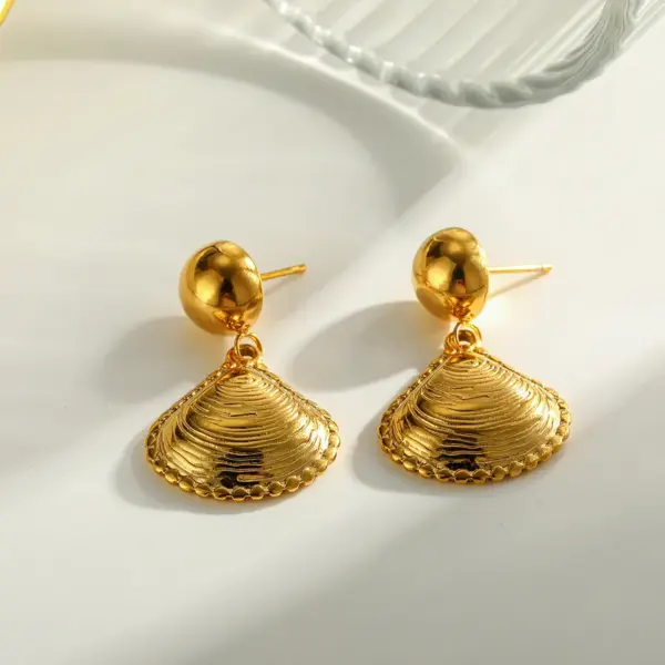 oly-a14161f18fbe7d3de1c517c9b56e6b23 Wholesale Round Three-dimensional Stud Earrings In 304 Stainless Steel With 18K Real Gold PVD Coated Plating And 0.03µm Thickness