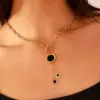 Wholesale Jewelry Simple Style Round Square Heart Shape Titanium Steel Pearl Zircon Toggle Plating Inlay Necklace Cable Chain