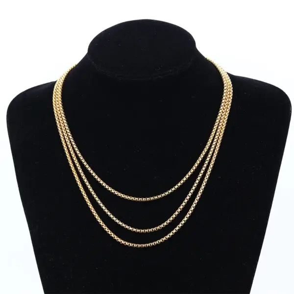 Wholesale Versatile Simple Box Chain Necklace DIY Basic Edition Pearl Chain Jewelry Neutral Style Stainless Steel Electroplated Square