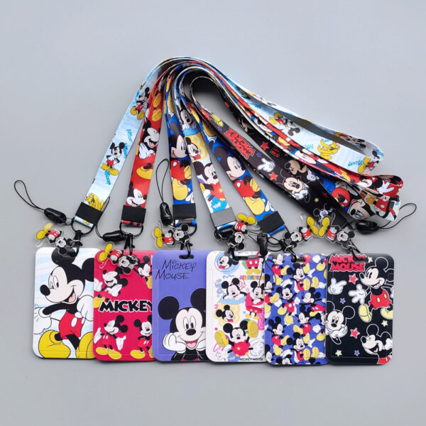 oly-a14901e8b55694d8a6f36d848de47e93 Wholesale Cartoon Animation Hard Bus Push-fit Card Sleeve Thermal Transfer Student Campus Card Polyester Lanyard Card Meal Card Mickey