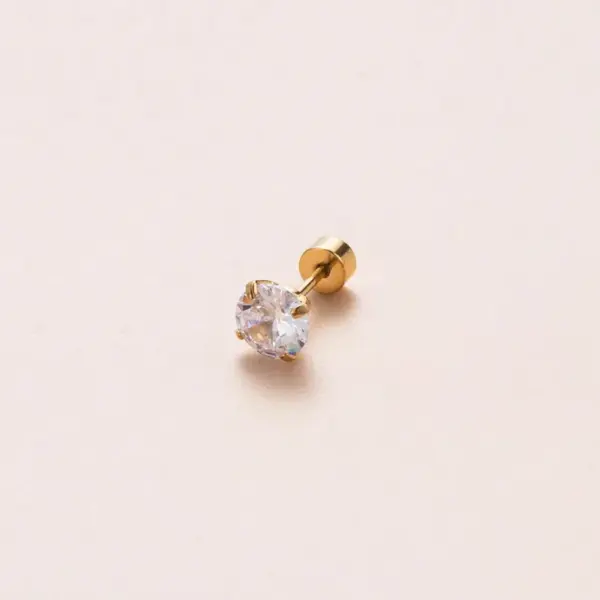 Wholesale 1 Piece 316L Stainless Steel Zircon Ear Cartilage Rings & Studs Geometric Round Waterproof Non Tarnish Surgical Steel Unisex