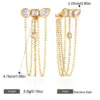Wholesale 18K Gold Plated Jewelry 304 Stainless Steel Zircon Tassel Earrings Waterproof Non-Fading Vintage Classic Accessories