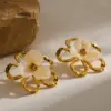 Wholesale Electroplated Flowers Stud Earrings In 18K Real Gold Plated 304 Stainless Steel With PVD Coated 0.03µm Thickness