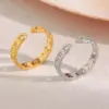 Wholesale PVD Coated Real Gold Plated Solid Color 304 Stainless Steel Modern Style Sweet Waterproof Non Tarnish Rings