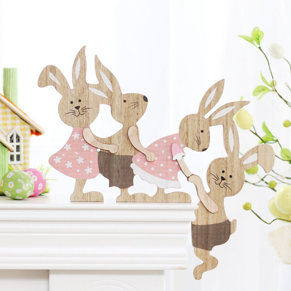 oly-a16980525608f227fb40e59868a2bc55 Wholesale Easter home decoration seesaw rabbit wooden desktop ornaments
