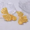 Wholesale PVD Coated Real Gold Plated 18K Gold Petal 304 Stainless Steel Simple Style Waterproof Non Tarnish Ear Studs