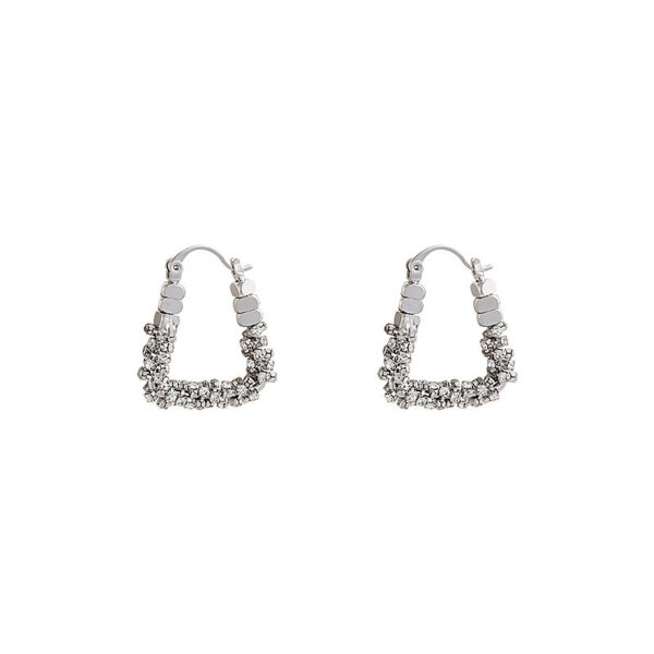oly-a177aea3635c9ddd7296bafe18836bc2 Wholesale Silver square ear buckle niche design light luxury high-grade earrings exquisite unique fashion diamond ring earrings