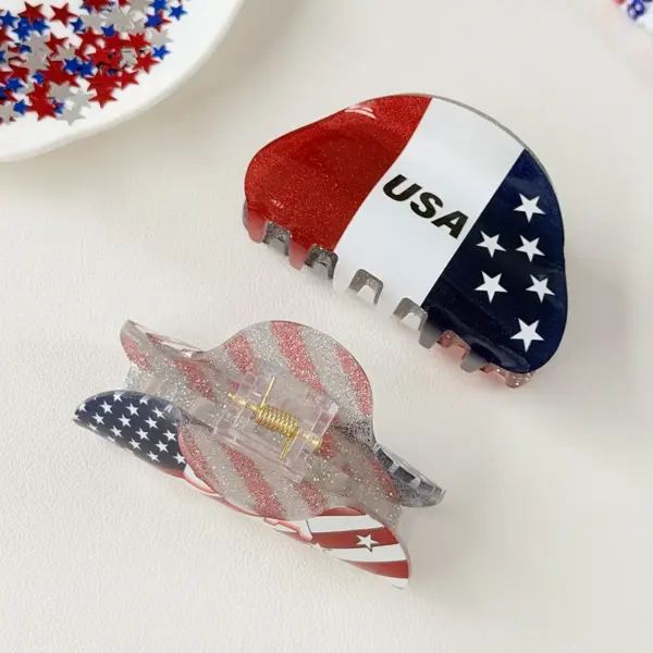 Wholesale American Flag Hair Claws For Women In Acrylic, Commute Style Hairpin Perfect For Independence Day And Spring