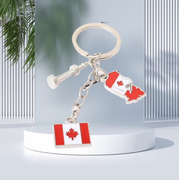 Wholesale Canadian flag key ring jewelry spot zinc alloy tourist souvenirs maple leaf keychain