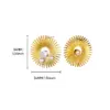 Wholesale Elegant Pearl Imitation Earrings For Women Gold Stainless Steel Sun Pattern Geometric Zirconia Embedded Jewelry Accessories