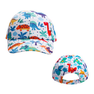 Full printed little dinosaur-white background / Free size-adjustable (50-54)