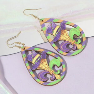 Wholesale 1 Pair Ladies Cross Border Carnival Drop Type Croheart Mask Lightweight Wooden Earrings