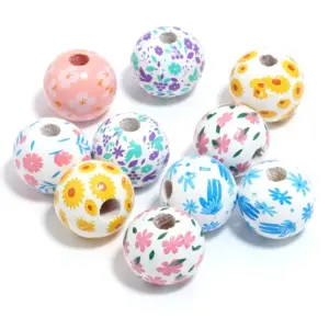 Randomly Mixed Floral Patterns / Approximately 16mm, Hole 4.3mm, 10 Pieces/pack