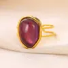 oly-a1923b069b660921468db8dca0a4d981 Wholesale 2pcs/set Purple Natural Stone Necklace Ring Set 18K Gold Plated Waterproof Stainless Steel Necklace Ring Two-Piece Set Simple Style Jewelry Set Women's Accessories Wholesale Christmas Gift Choice