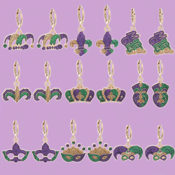 oly-a1ab845c119abf40c312d0f7286fda85 Wholesale Carnival Earrings Flash Iris Flower Mask Earrings Crown Earrings Trendy Fashion All-match Earrings