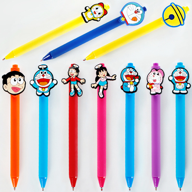 Wholesale Student Stationery Supplies Push-type Gel Pen Black Water Pen Office Study Handbook Simple Cartoon Gel Pen