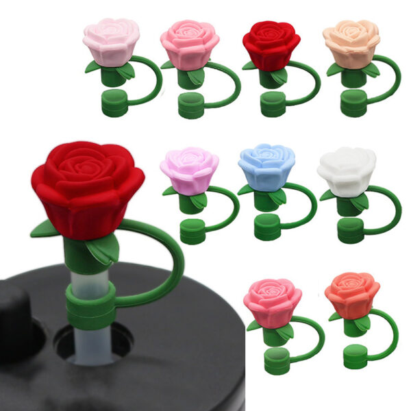 Wholesale Valentine's Day rose straw plug straw dust plug 10mm flower straw dust cap