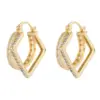 Wholesale Geometric Stud Earrings For Women With Copper Posts, Electroplated And 14K Real Gold Plated Featuring Zircon Inlay