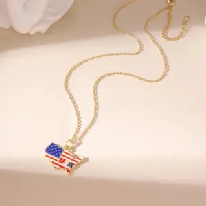 American Independence Day Necklace Map