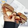 Wholesale Personalized Frameless Cut Edge Sunglasses Internet Celebrity Trendy Women's Fashion Korean Style Anti-Uv Sunglasses