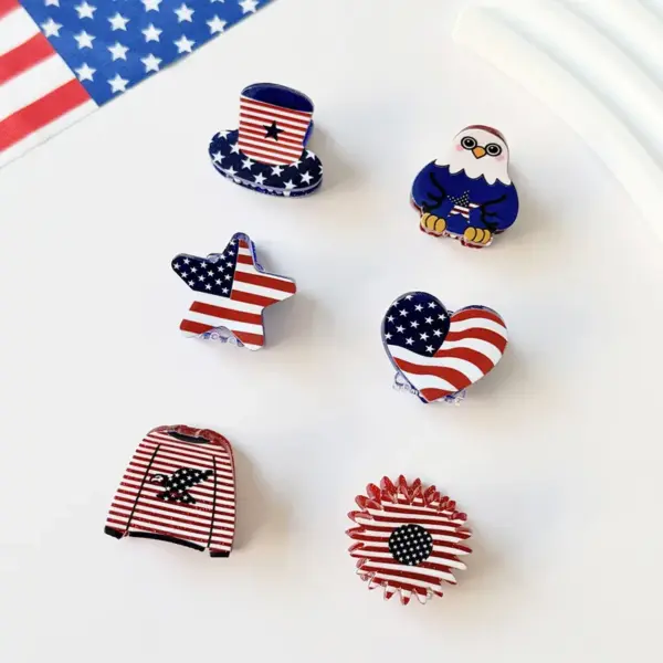 Wholesale American Flag Hair Claws For Women In Acrylic, Perfect Hairpin Accessory For Independence Day And Spring