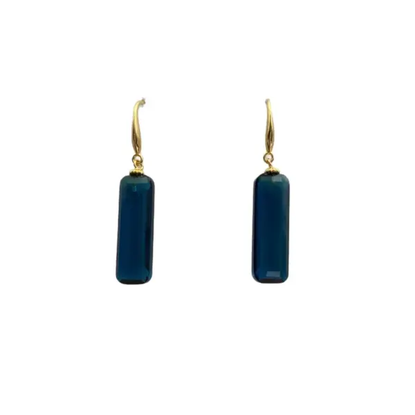 Wholesale Elegant Blue Retro Chinese Style Women's Earrings Commuting Versatile Small Design Sensation High-End Feelings Geometric Pattern
