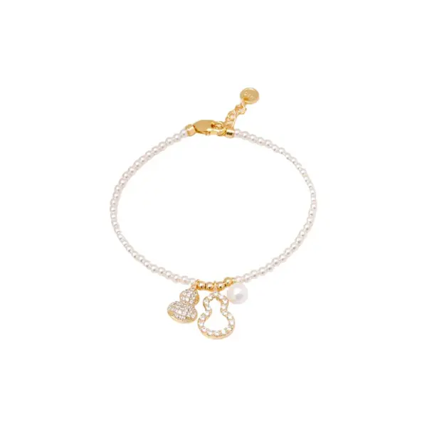 Wholesale Fashionable Luxury Pearl Bracelet Original Design Round Xiaomi Pearls Gourd Pendant Lucky Charm Safe Keeping Women's Bracelet