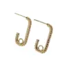Wholesale Paper Clip Stud Earrings With Electroplated 14K Gold Copper And Zircon Inlay Featuring 925 Sterling Silver Ear Pins