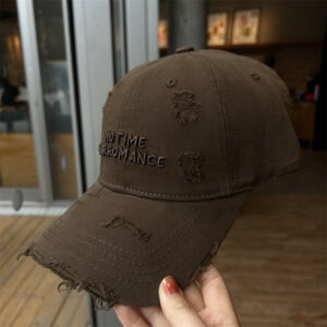 Hole embroidered baseball cap-brown / 54-59cm (adjustable)