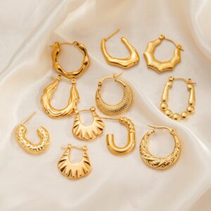 oly-a1d0eafaf62bb3dccbf2abc1fff70157 Wholesale trend metallic titanium steel geometric smooth irregular grain earrings female retro versatile stainless steel