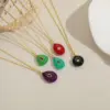 Wholesale Hot-Selling New Retro Simple Natural Stone Zircon Geometric Water Drop Shape 14K Gold Plated Pendant Collarbone Chain Necklace For Women