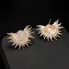 Wholesale Geometric Stud Earrings For Women With 925 Sterling Silver Posts, Copper Base, Electroplated Gold Plating, And Zircon Inlay