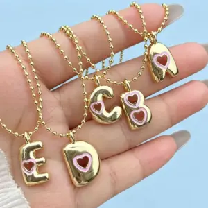 Wholesale Electroplated Letter Pendant Necklace For Women With 18K Real Gold Plated Copper And PVD Coated Finish, Featuring A Beaded Chain
