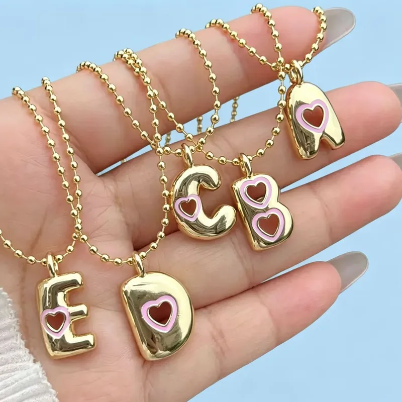 Wholesale Electroplated Letter Pendant Necklace For Women With 18K Real Gold Plated Copper And PVD Coated Finish, Featuring A Beaded Chain