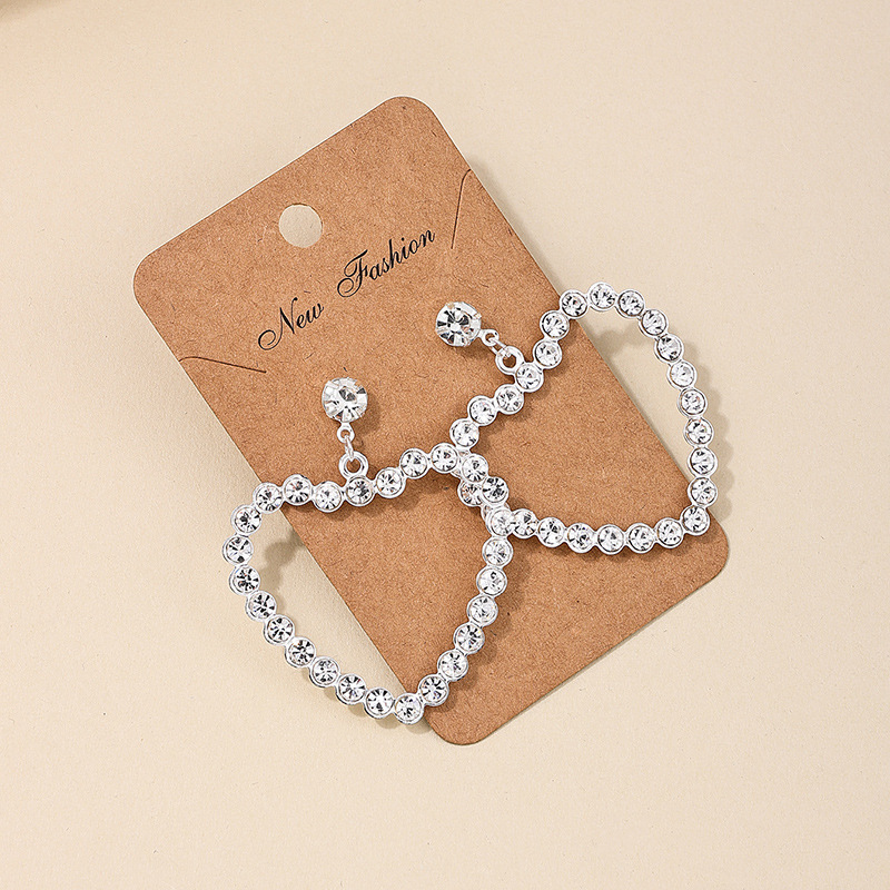 Wholesale 1 Pair of European and American Fashionable Metal Geometric Heart Star Ring French High-End Elegant Simple Women's Earrings