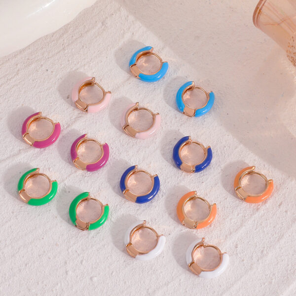 Wholesale color drop oil C- shaped earrings women’s fashion temperament niche design geometric earrings