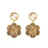 Wholesale Hypoallergenic Flowers Drop Earrings For Women In Copper With KC Golden Plated UV Plating And Rhinestone Inlay