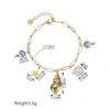 Wholesale Ceramic Blue And White Porcelain Bracelet Titanium Steel Shell Pendant 18K Gold Bracelet