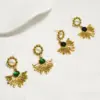 Wholesale 304 Stainless Steel Sector Electroplating Golden Plated Elegant Classical Beach Waterproof Non Tarnish Gold Drop Earrings