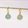 Wholesale Fashionable Plated Flower Earrings Color Preservation Drop Oil Polished Copper Casual Modern Minimalist Style