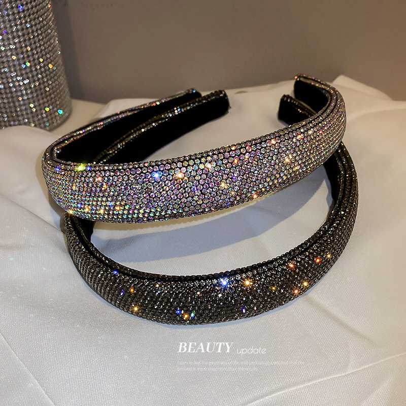 Wholesale European and American Full Diamond Super Flash Temperament Hair Hoop Fashion All-match Color Diamond Pressure Hair Hoop Simple Personality F