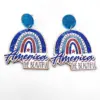 Wholesale Independence Day Eagle Sunflower Wooden Earrings Blue Sparkle Style Acrylic Geometric Animal Ear Jewelry