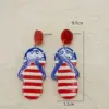 Wholesale 1 Pair Sweet Artistic Pentagram American Flag Flower Acrylic Alloy Dangling Earrings