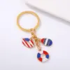 Wholesale American Flag Keychain Heart-Shaped Alloy Oil Drop Women's Bag Decoration